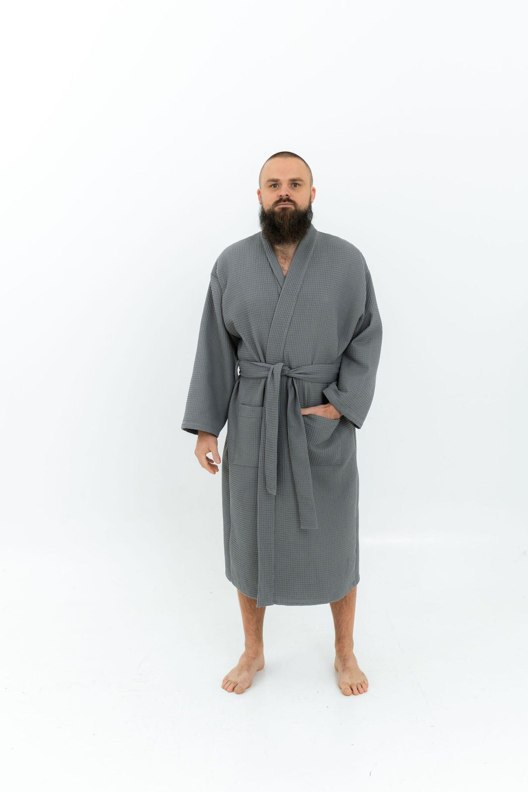 Nuss Men’s Long Cotton Waffle Robe