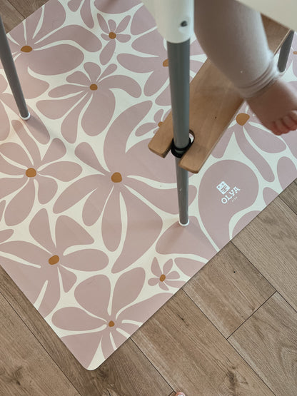 OLYA KIDS Kids’ Mealtime Floor Mat – Daisy Pink