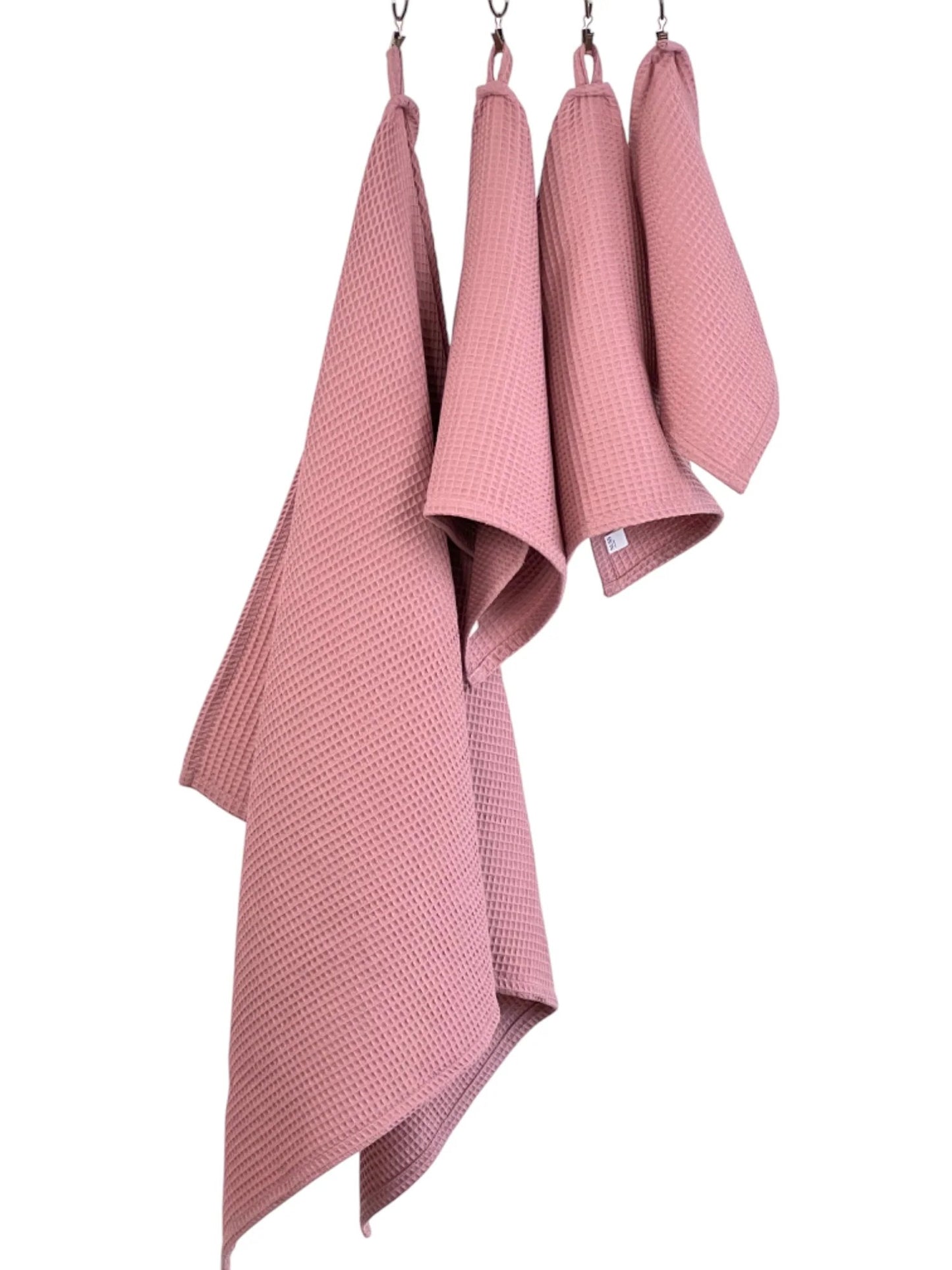 waffle cotton towel in old pink made from organic cotton