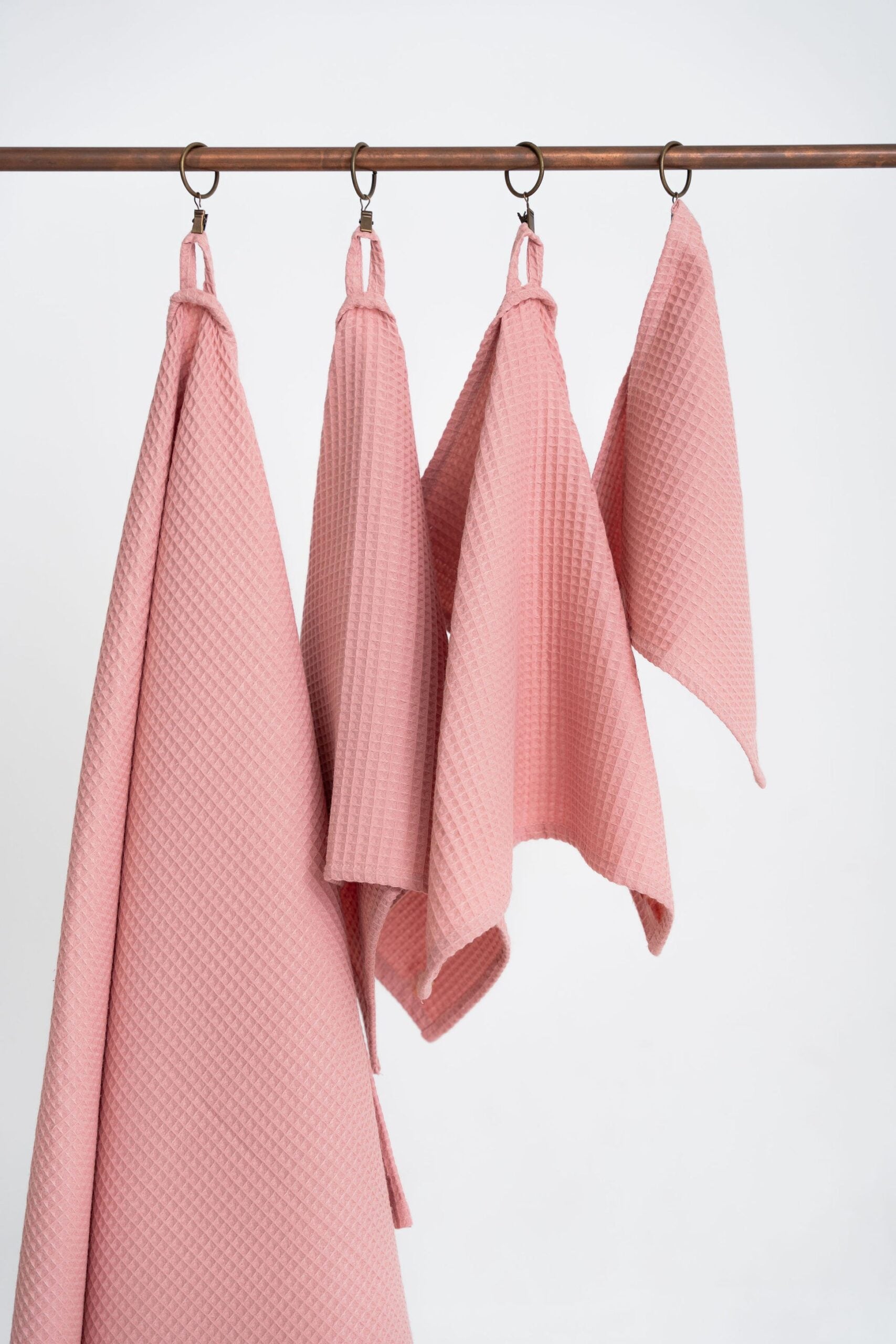 waffle cotton towel in peach color made from organic cotton