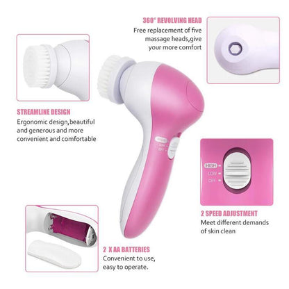 5-in-1 Face Cleansing & Massage Brush Set