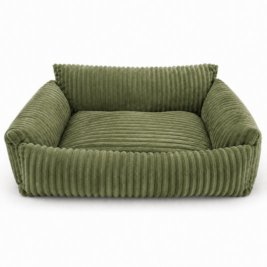 Lodie Corduroy Dog Sofa with Removable Cover – Green, L