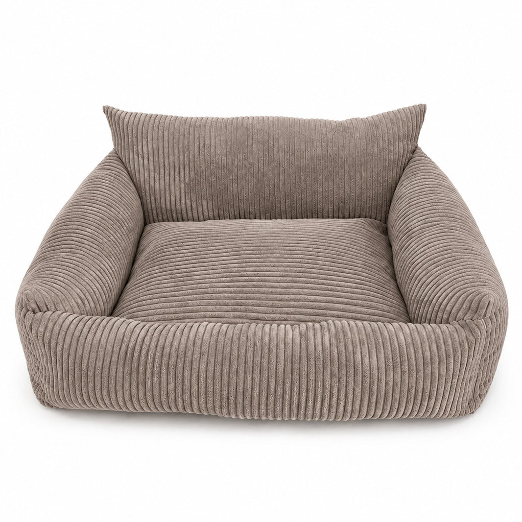 Lodie Corduroy Dog Sofa with Removable Cover – Hazelnut Taupe, L