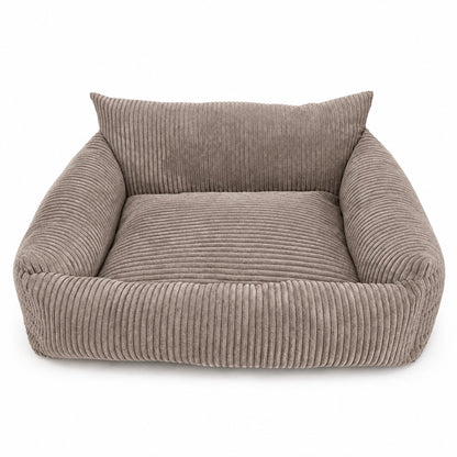 Lodie Corduroy Dog Sofa with Removable Cover – Hazelnut Taupe, L