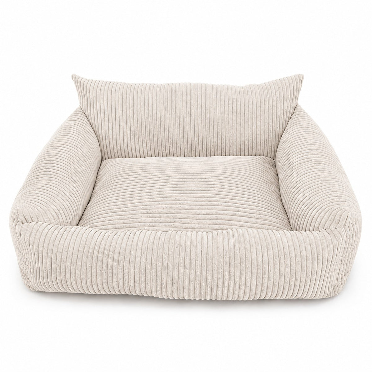 Lodie Corduroy Dog Sofa with Removable Cover – Vanilla Beige, M