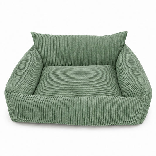 Lodie Corduroy Memory Foam Dog Sofa – Olive Green, M