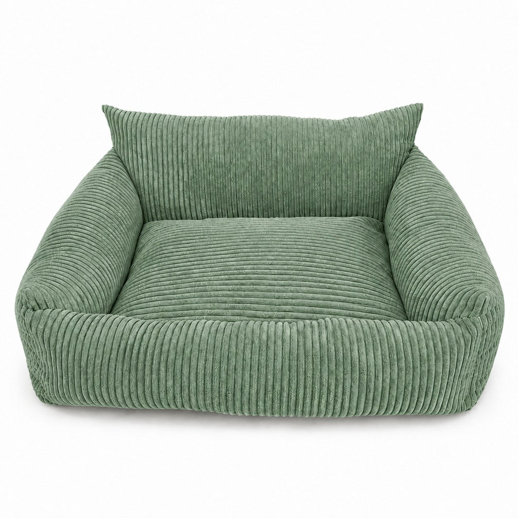 Lodie Corduroy Memory Foam Dog Sofa – Olive Green, S