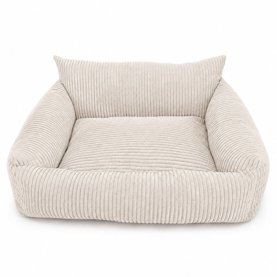 Lodie Corduroy Memory Foam Dog Sofa – Vanilla Beige, L