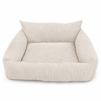 Lodie Corduroy Memory Foam Dog Sofa – Vanilla Beige, S