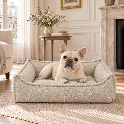 Nino Bouclé Memory Foam Dog Basket Bed – Ecru, XS