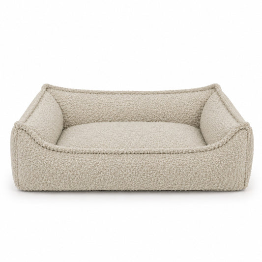 Nino Bouclé Memory Foam Dog Basket Bed – Ecru, XS