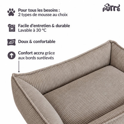 Nino Corduroy Memory Foam Dog Basket Bed – Hazelnut Taupe, S