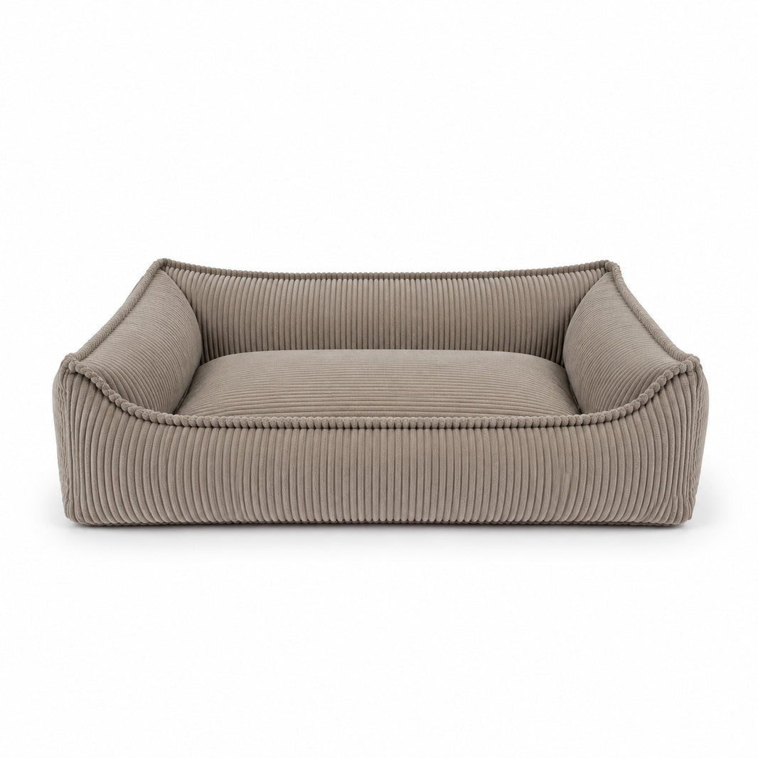 Nino Corduroy Memory Foam Dog Basket Bed – Hazelnut Taupe, S