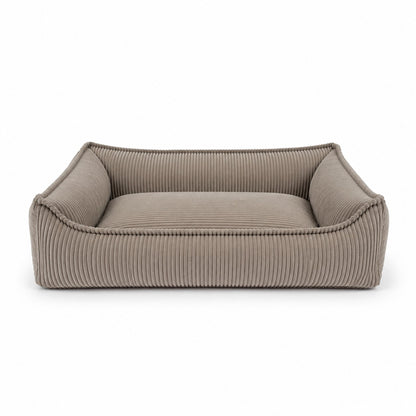 Nino Corduroy Memory Foam Dog Basket Bed – Hazelnut Taupe, S