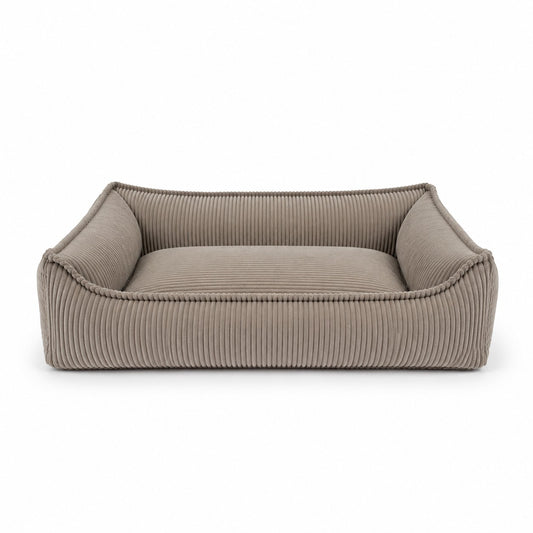 Nino Corduroy Memory Foam Dog Basket Bed – Hazelnut Taupe, S