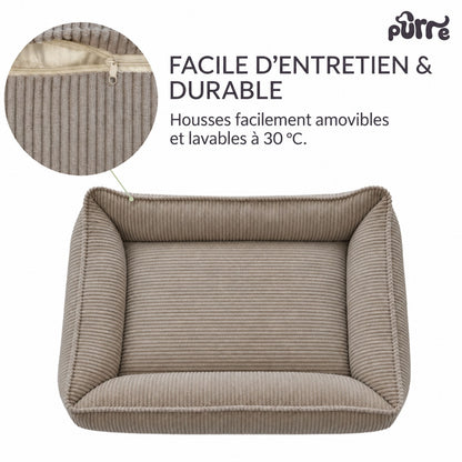 Nino Corduroy Memory Foam Dog Basket Bed – Hazelnut Taupe, XS