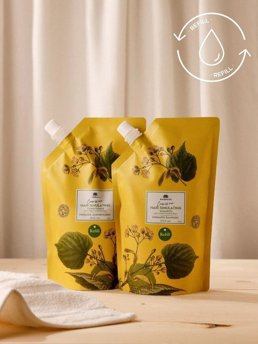 refill hair conditioner with linden flower and birch extract in sustainable packaging