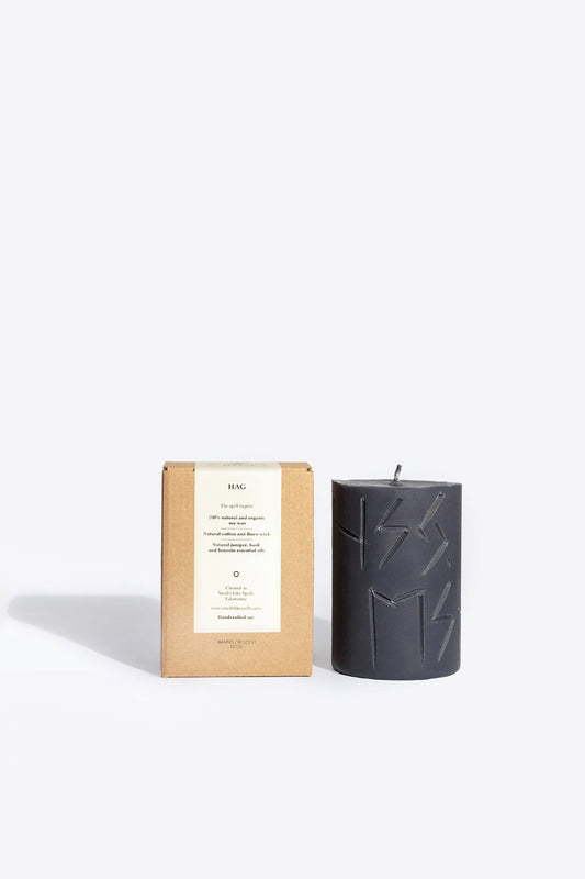 handmade rune candle with symbols for ambient atmosphere and ritual use