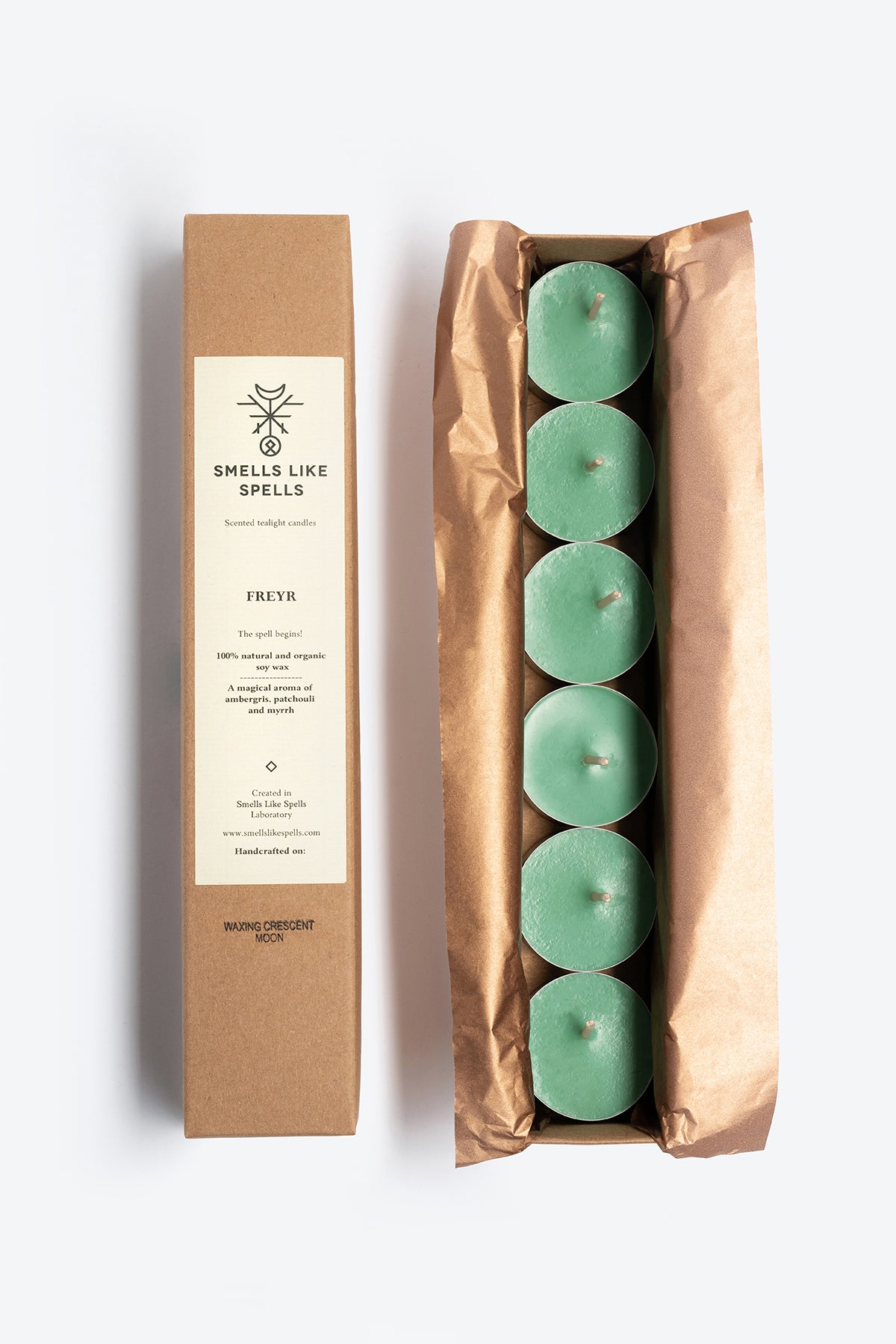 set of scented tealight candles with warm woody and rich fragrance