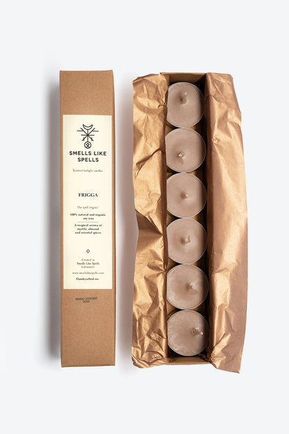 set of scented tealight candles with warm and comforting fragrance