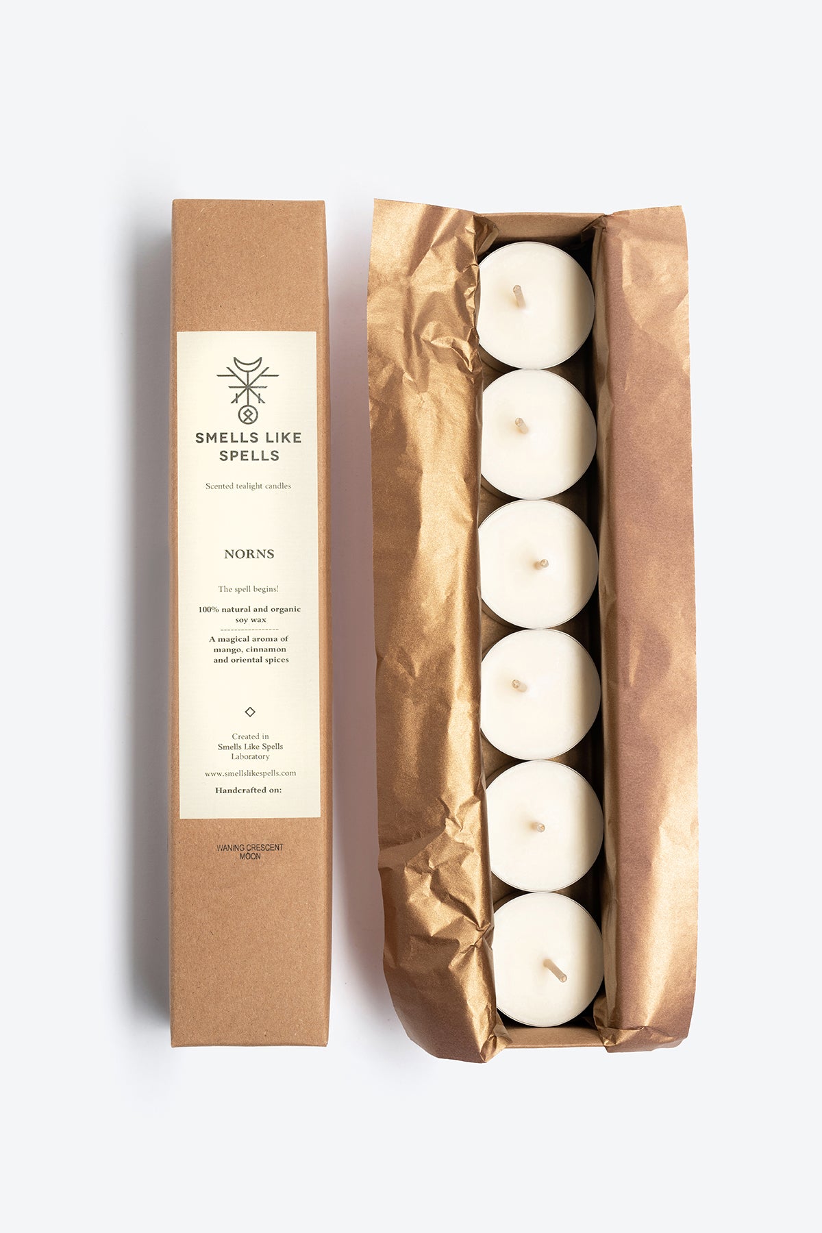 set of scented tealight candles with warm spicy fragrance