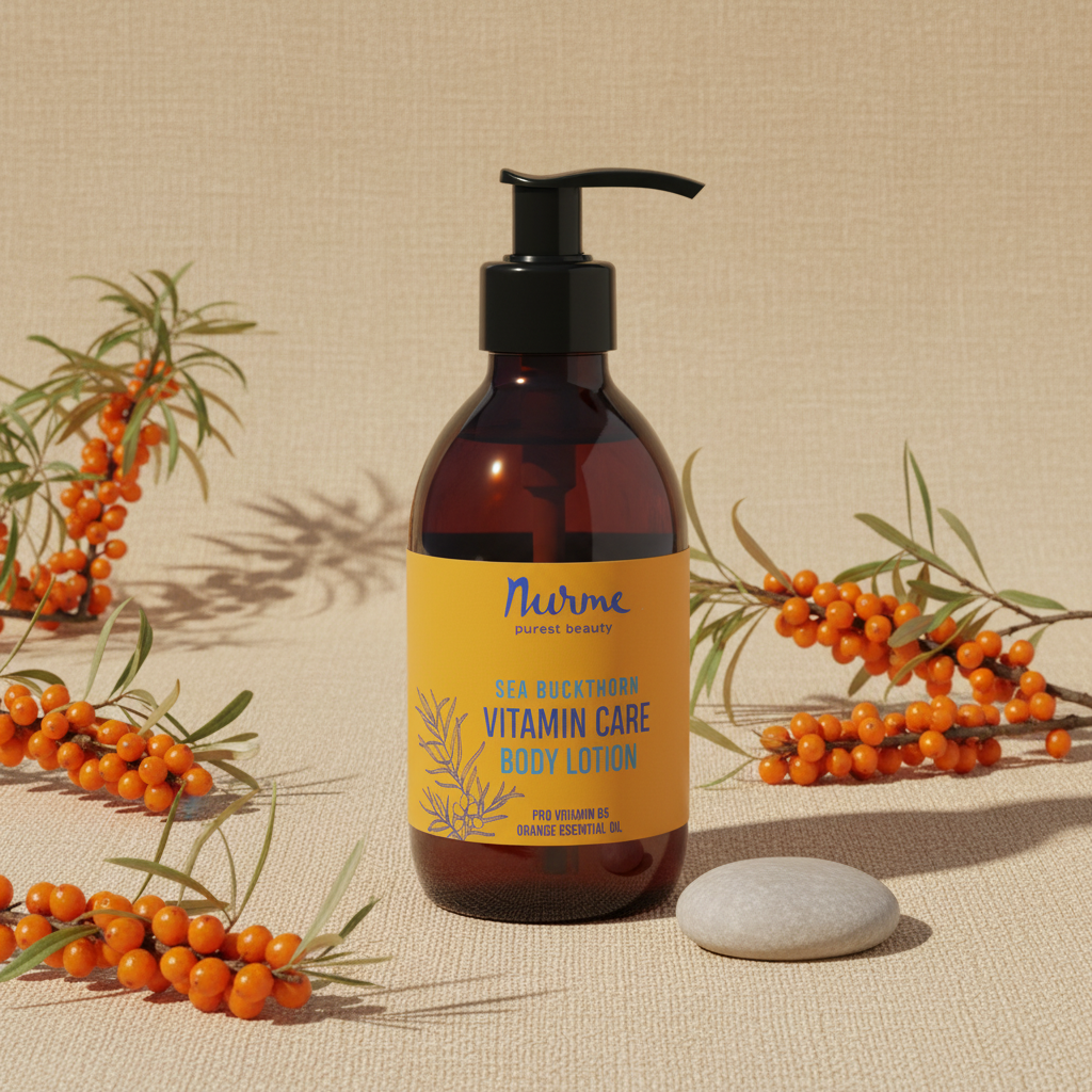 sea buckthorn body lotion with natural oils and orange scent