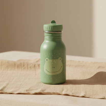 stainless steel water bottle for kids with frog design and handle