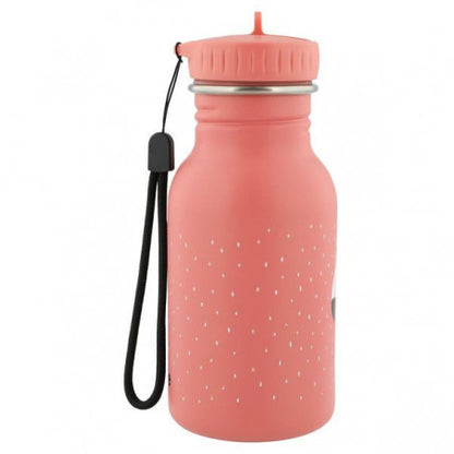 stainless steel water bottle for kids with flamingo design and handle