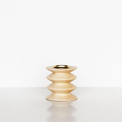 handmade wooden candle holder made of beech wood with brass insert