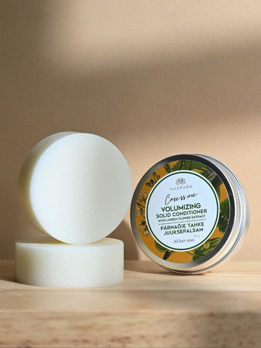 solid conditioner bar with linden flower extract for lightweight hair care