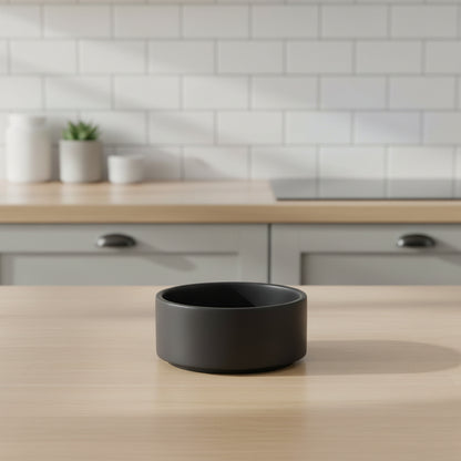 black ceramic pet bowl for dogs or cats with minimalist design