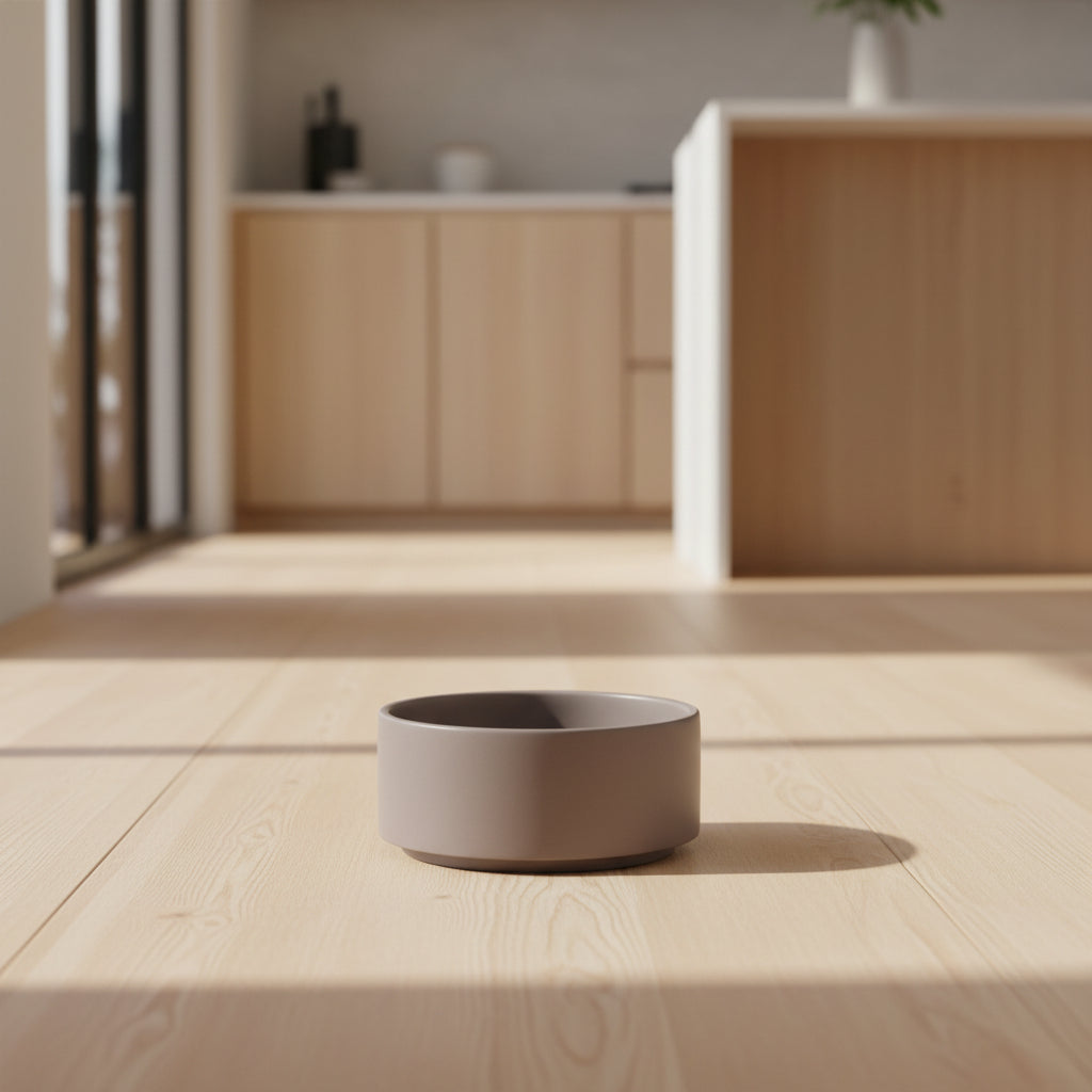 ceramic pet bowl in cocoa color with minimalist design for dogs and cats