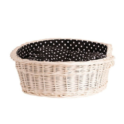 Whitewashed Wicker Dog Bed Poppy With Cushion, 100x75 cm