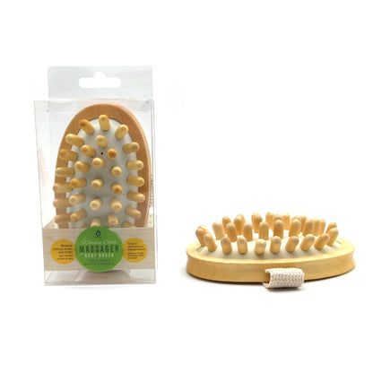 wooden massage tool with lotus handle and rubber nodules for muscle relaxation